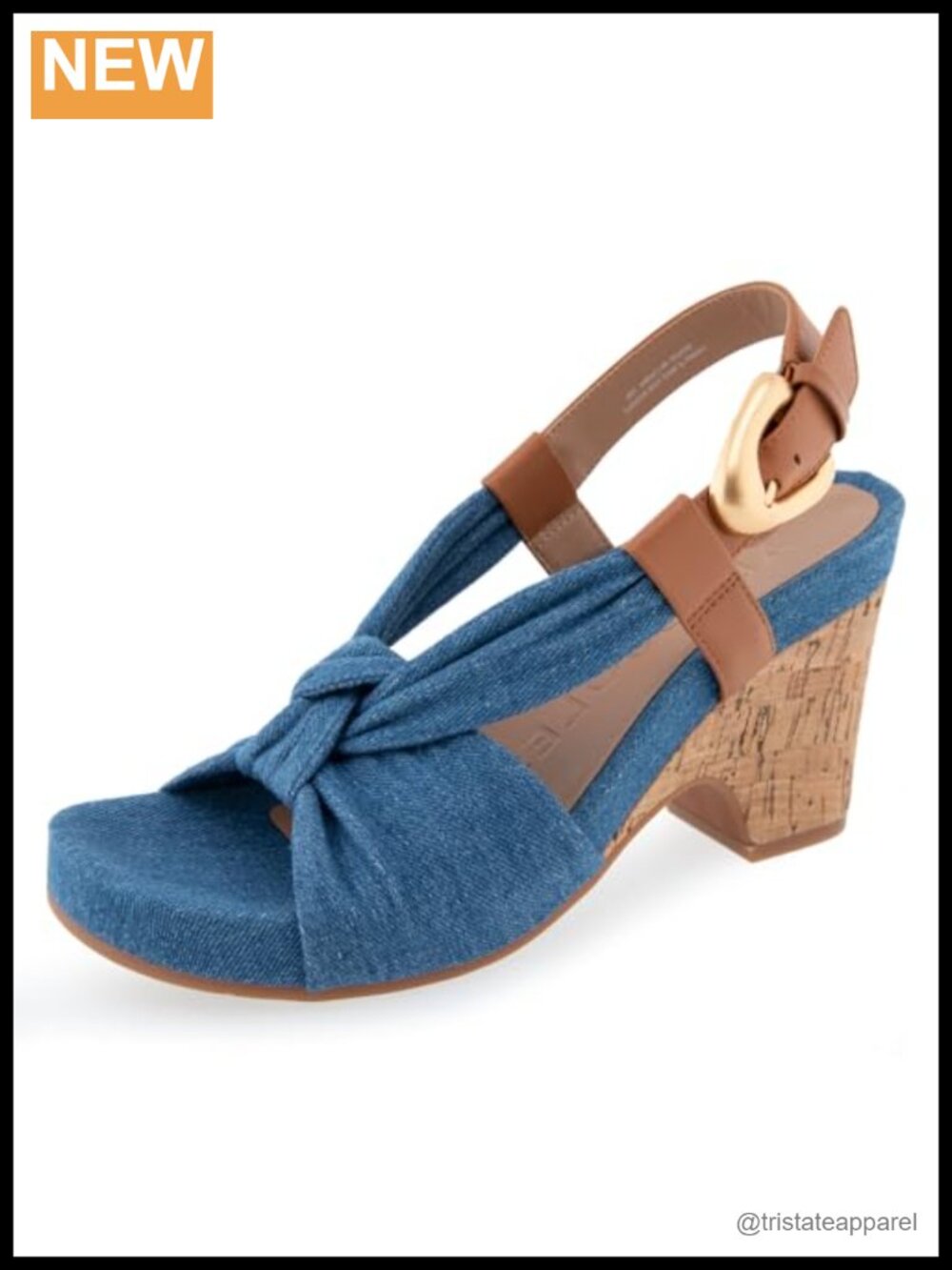 Aerosoles Miki Denim Wedge Heeled Sandals Slingback Comfort Shoe